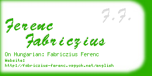 ferenc fabriczius business card